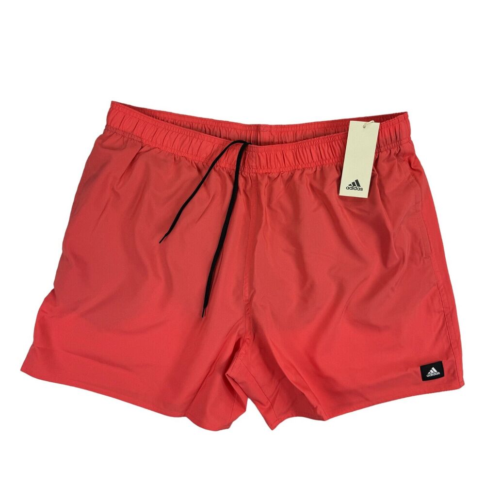 Adidas Mens Solid CLS Short Length Mesh-Lined Swim Shorts Salmon Pink XL